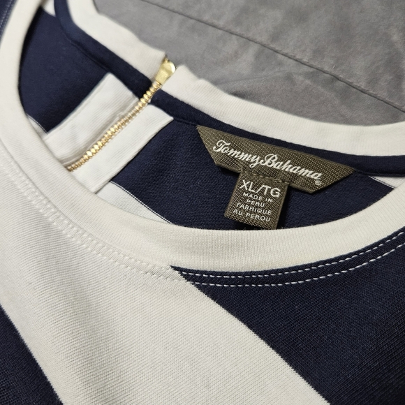 Tommy Bahama Nautical Thera Stripe T-Shirt Dress Pima Cotton Ocean Deep Size XL - Picture 4 of 11